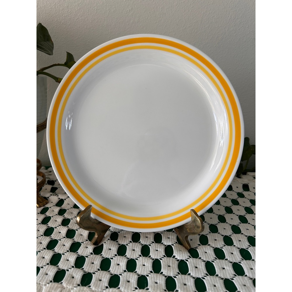 Corelle by Corning Yellow Striped Salad Plates Vitrelle Glass Set of 4 8.5"